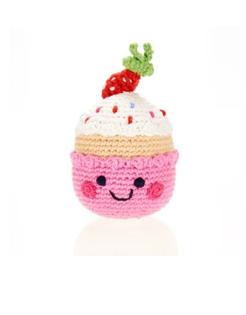 Pebble Pink Strawberry Cupcake Rattle