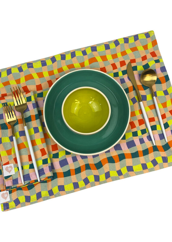 Collective Heart Groovy Grid Print Placemats (2)