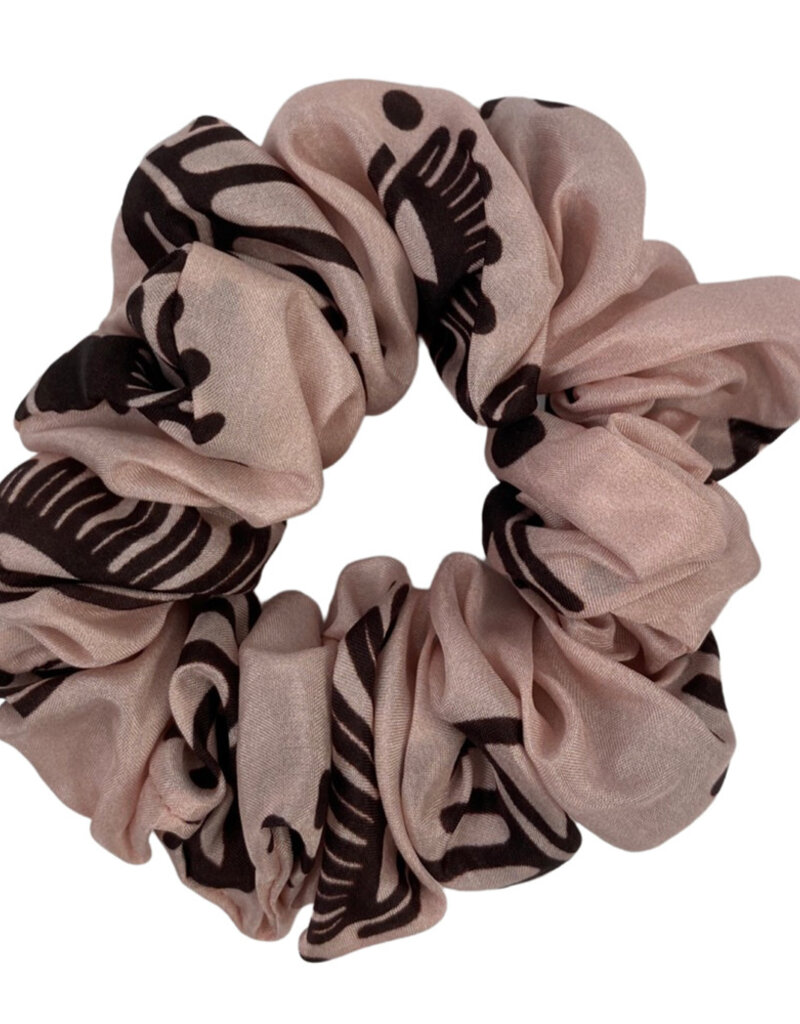 Collective Heart Pink Mystical Eyes Print  Silk Scrunchie