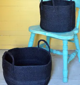 Swahili Modern Usiku Black Sisal Kamba Floor Basket