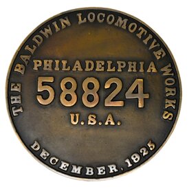  New Hope Railroad Engine #40 Baldwin Builder Plate, 9"