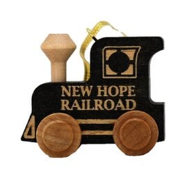  New Hope Railroad Wooden Engine Ornament, 2"