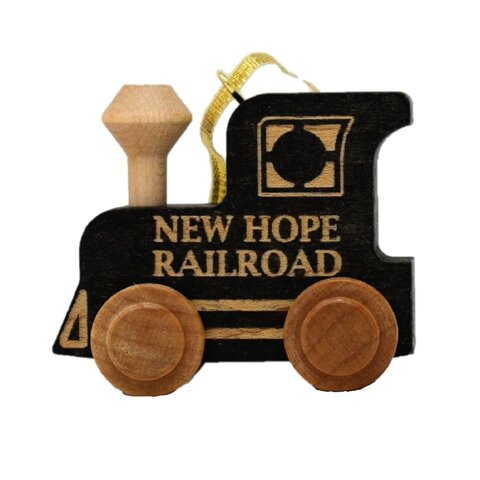 New Hope Railroad Wooden Engine Ornament, 2"