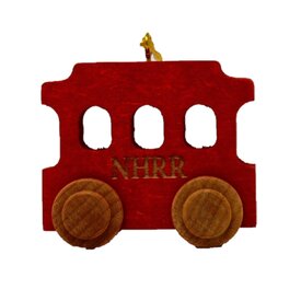  New Hope Railroad Wooden Trolley Ornament, 2"