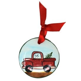  New Hope & Ivyland Round Ceramic Truck Ornament, 3.5"