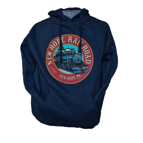 New Hope Railroad Adult Hoodie, Navy