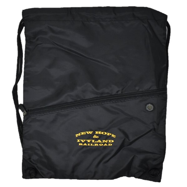 New Hope Railroad New Hope & Ivyland Drawstring Bag, Black