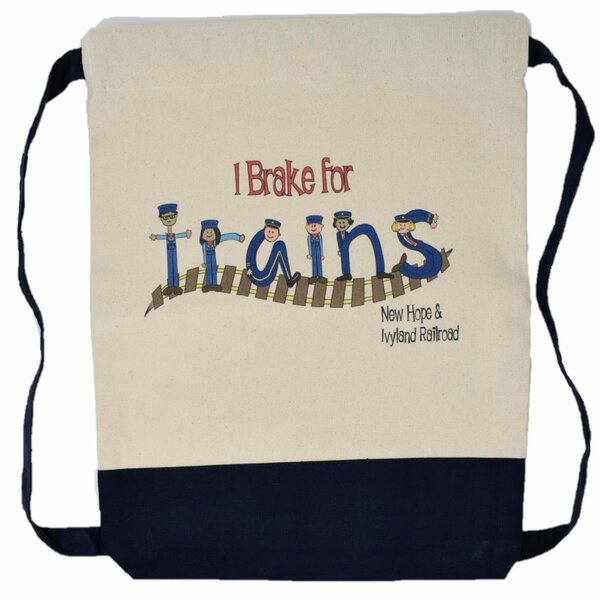 New Hope Railroad New Hope and Ivyland "I Brake For Trains" Canvas Bags