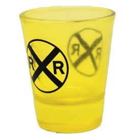  Railroad Crossing Shot Glass, Yellow