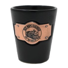  New Hope Railroad Ceramic Shot Glass with Plaque, Black