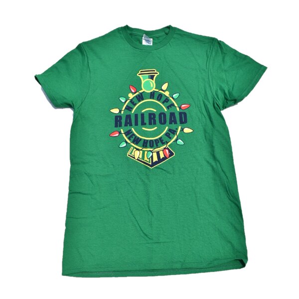 New Hope Railroad New Hope Railroad Christmas Adult Short Sleeve T-Shirt, Green
