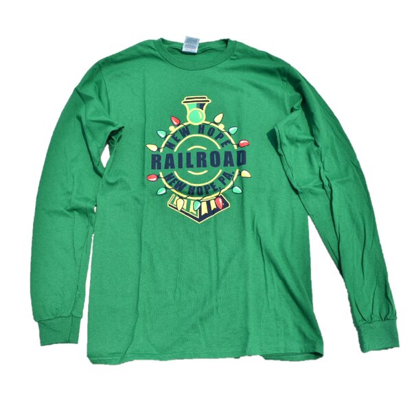 New Hope Railroad New Hope Railroad Adult Long Sleeve Christmas Shirt, Green