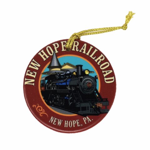 New Hope Railroad Double Sided Ceramic Ornament, 3"