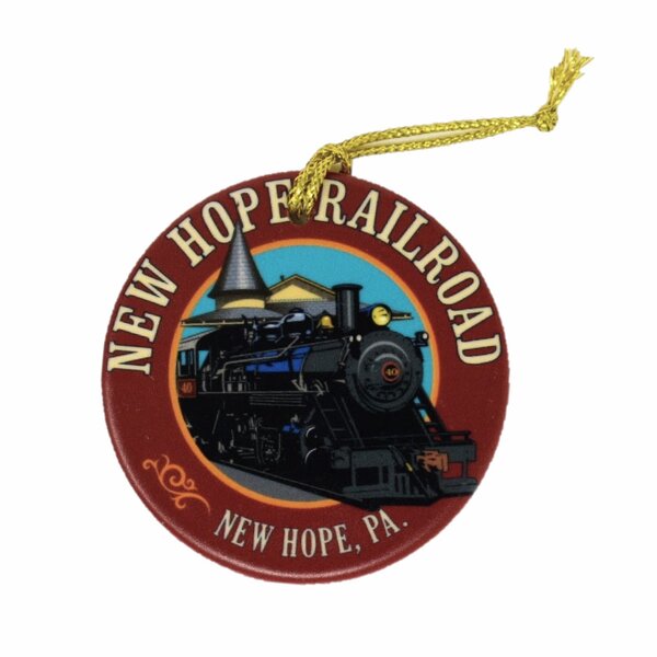  New Hope Railroad Double Sided Ceramic Ornament, 3"