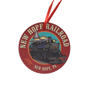  New Hope Railroad Round Ceramic Ornament
