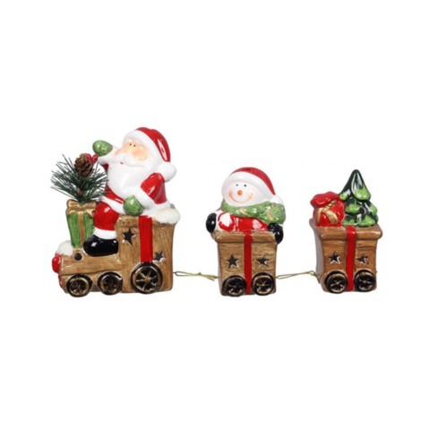 Young Inc LED Ceramic Santa Train 3pc Set