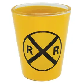  Railroad Crossing Shot Glass, Yellow