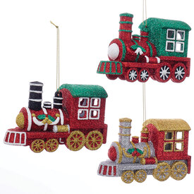  Glitter Train Ornament Assorted