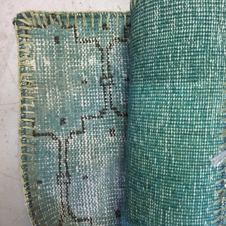 Turquoise Vintage Patchwork Wool Area Rug - 6x8