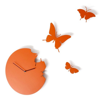 Butterfly Round Clock - Orange Made in Italy Designer: Susanne Philippson