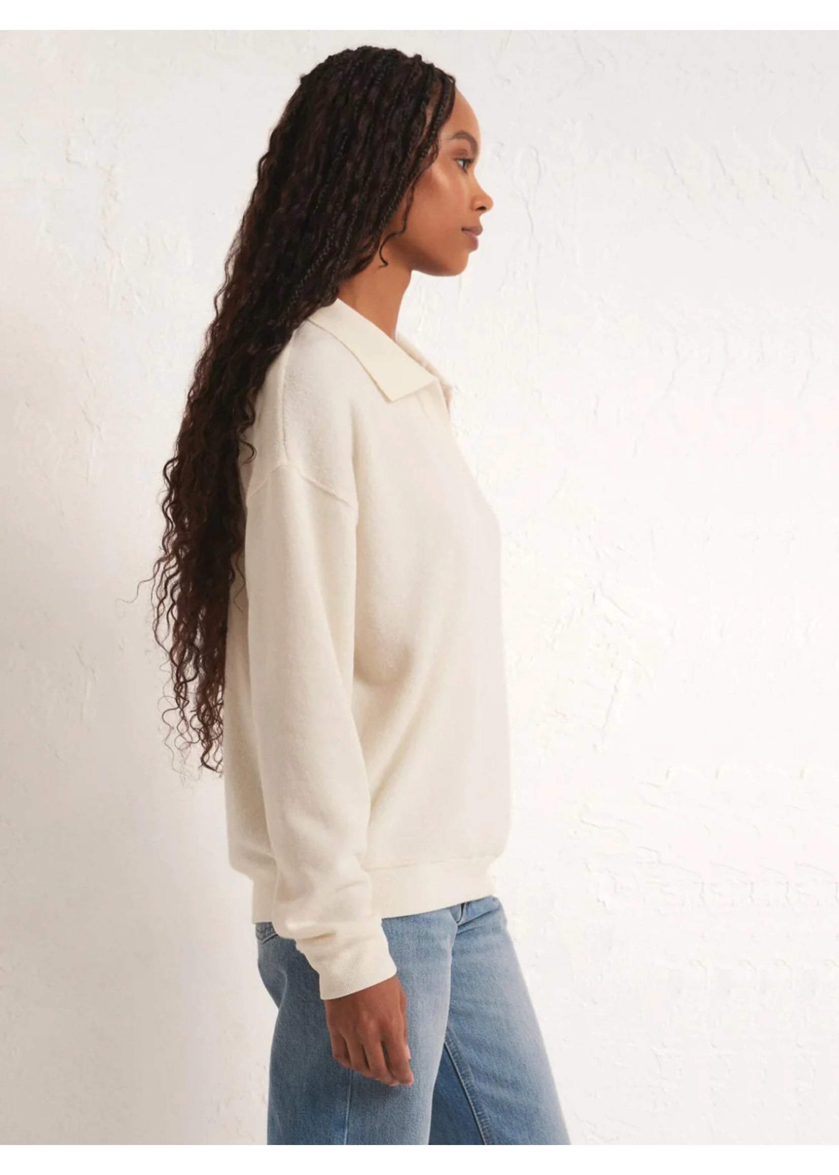 z supply Nico Reverse Fleece Top