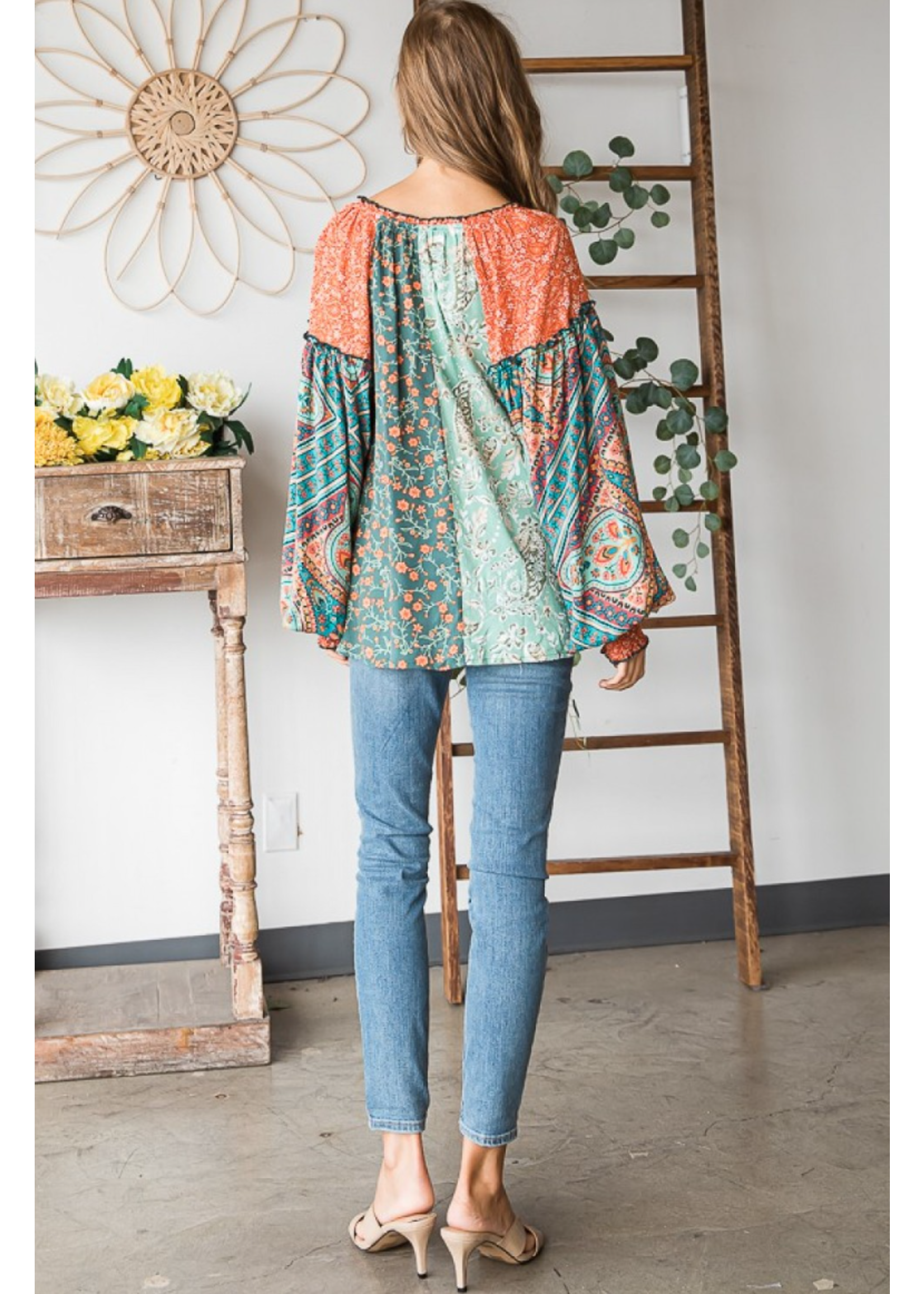 Oli & Hali Mixed Print Blouse JT0191