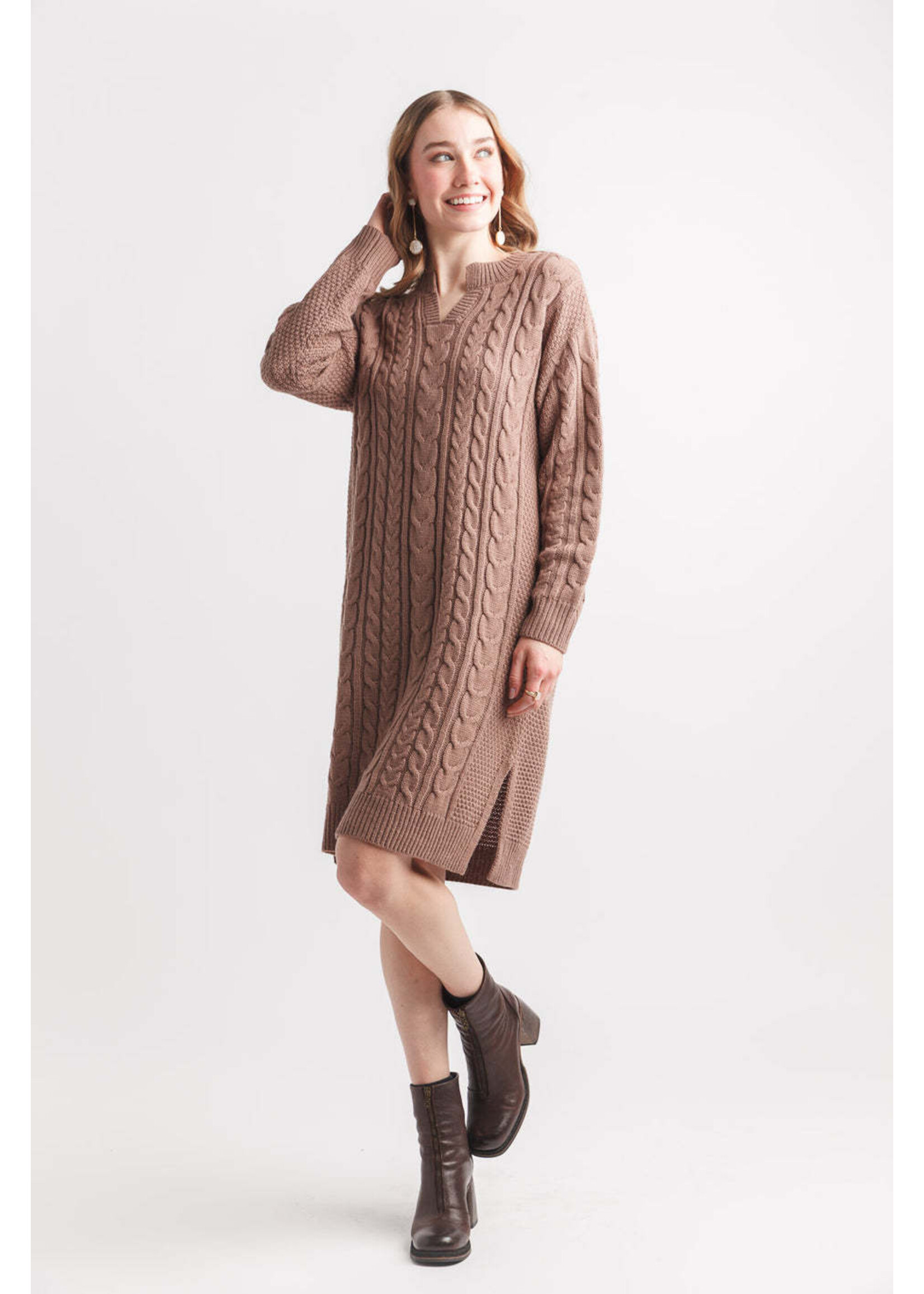 Papillon Cable Knit Sweater Dress 19419