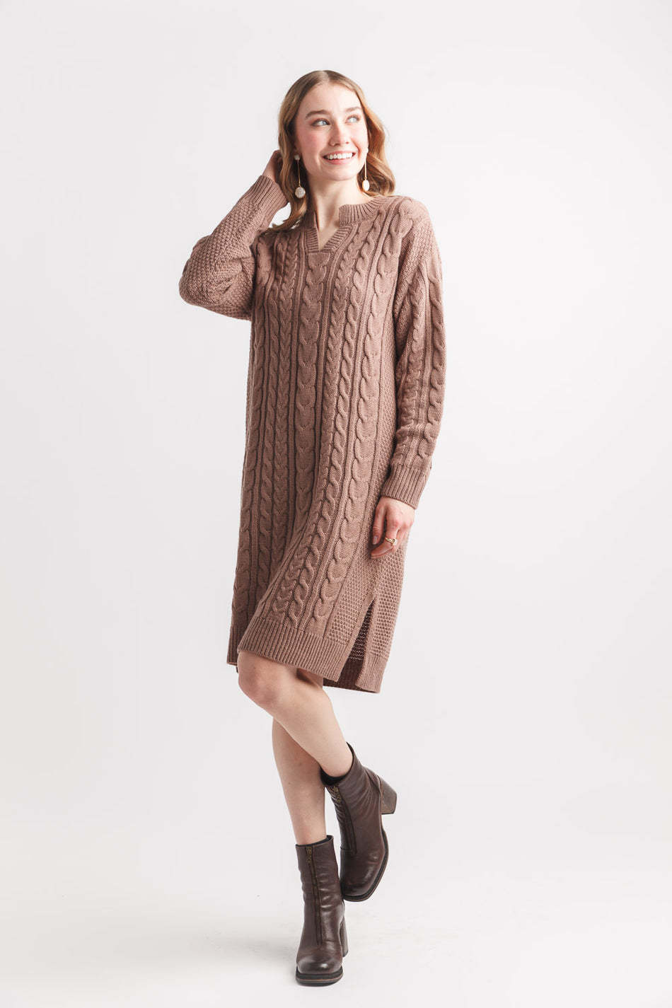 Cable Knit Sweater Dress 19419
