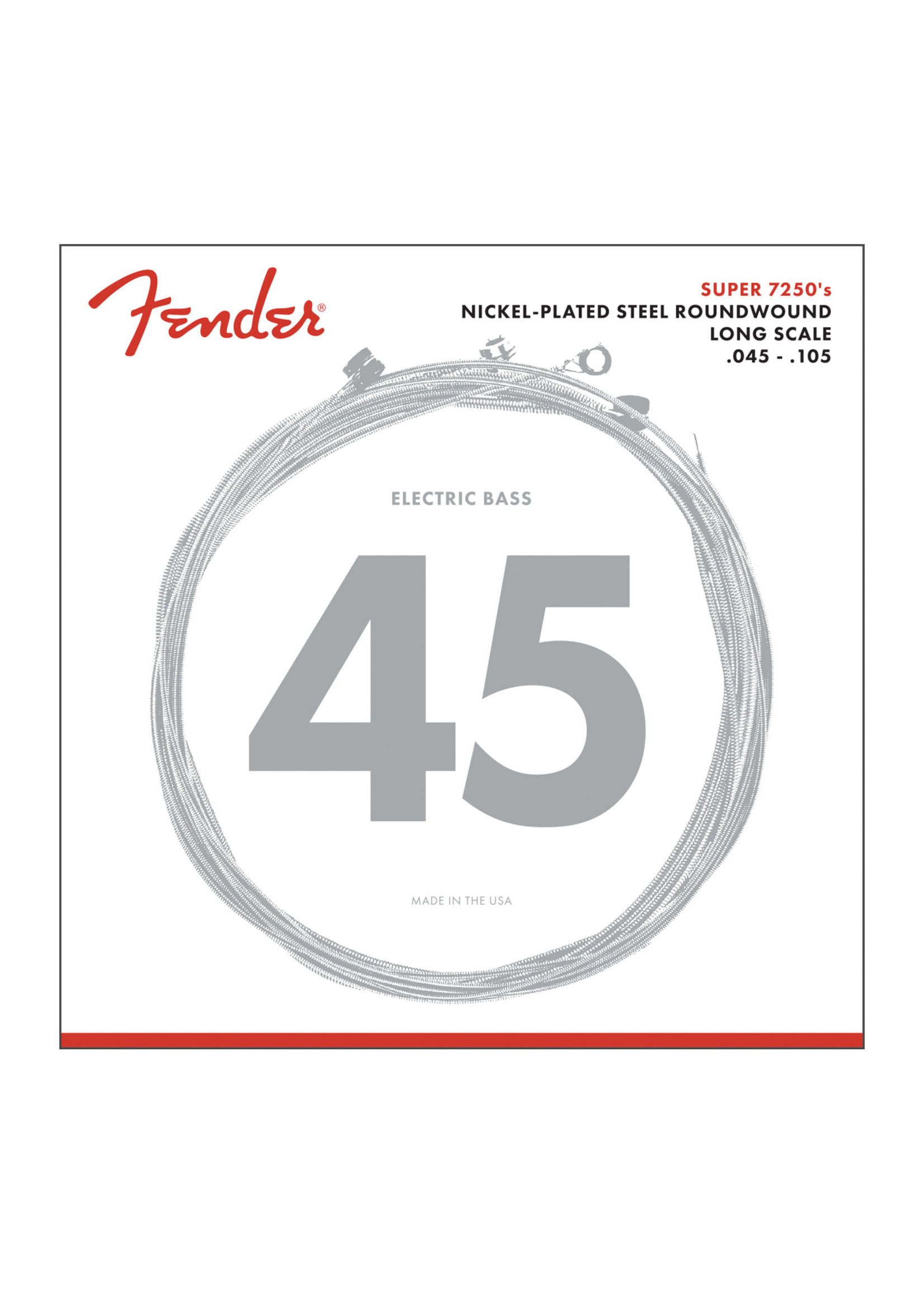 Fender Fender 7250 Bass Strings, Nickel Plated Steel, Long Scale, 7250M .045-.105