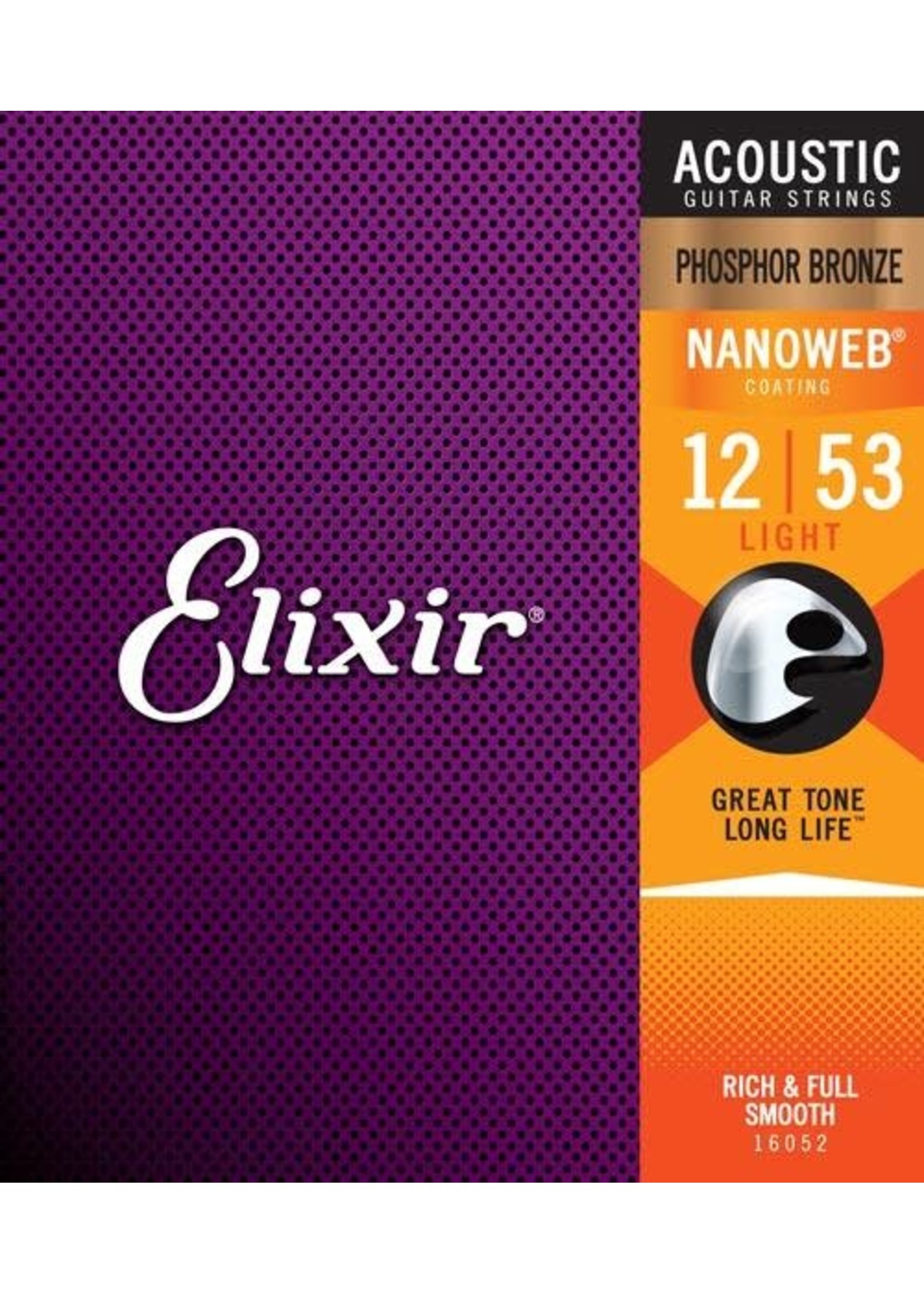 Elixir Elixir 16052 Nanoweb Phosphor Bronze .012- .053 Light