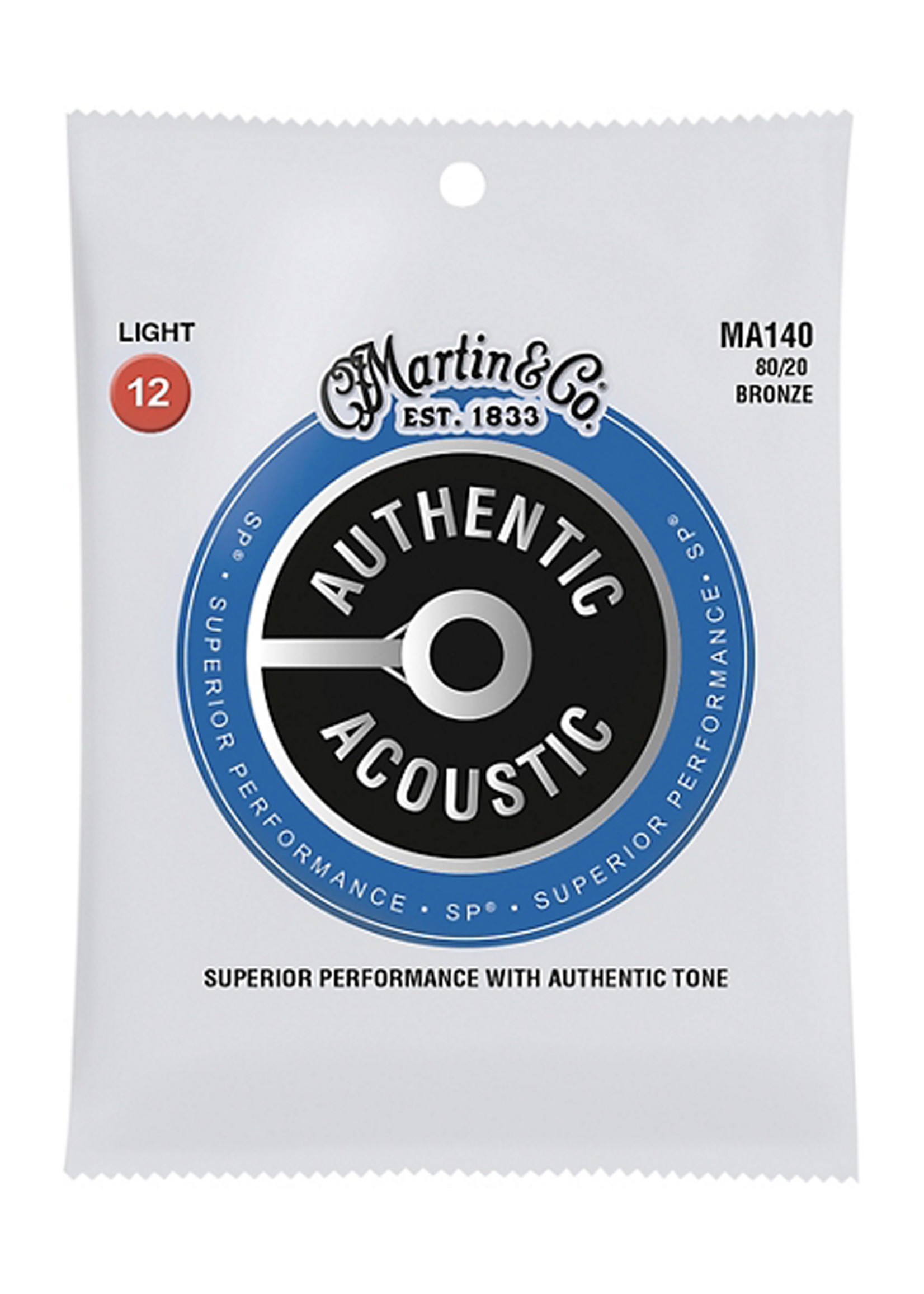 Martin Martin MA140 SP 80/20 Bronze Authentic Acoustic Guitar Strings Light 12-54