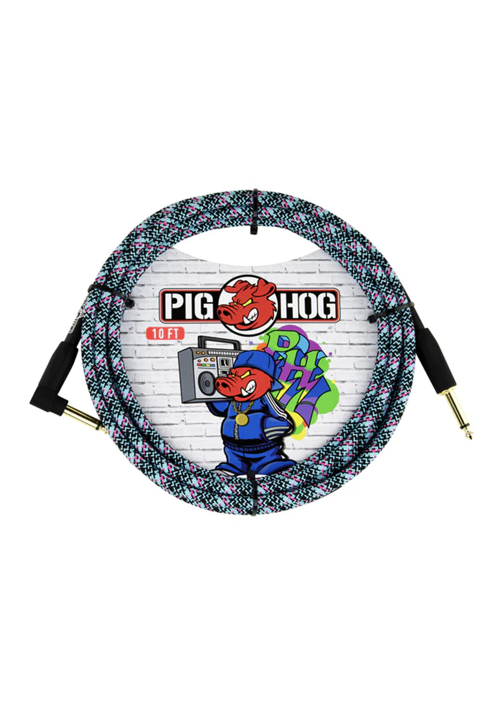 Pig Hog Pig Hog Blue Graffiti 20ft Right Angle Instrument Cable PCH20GBLR