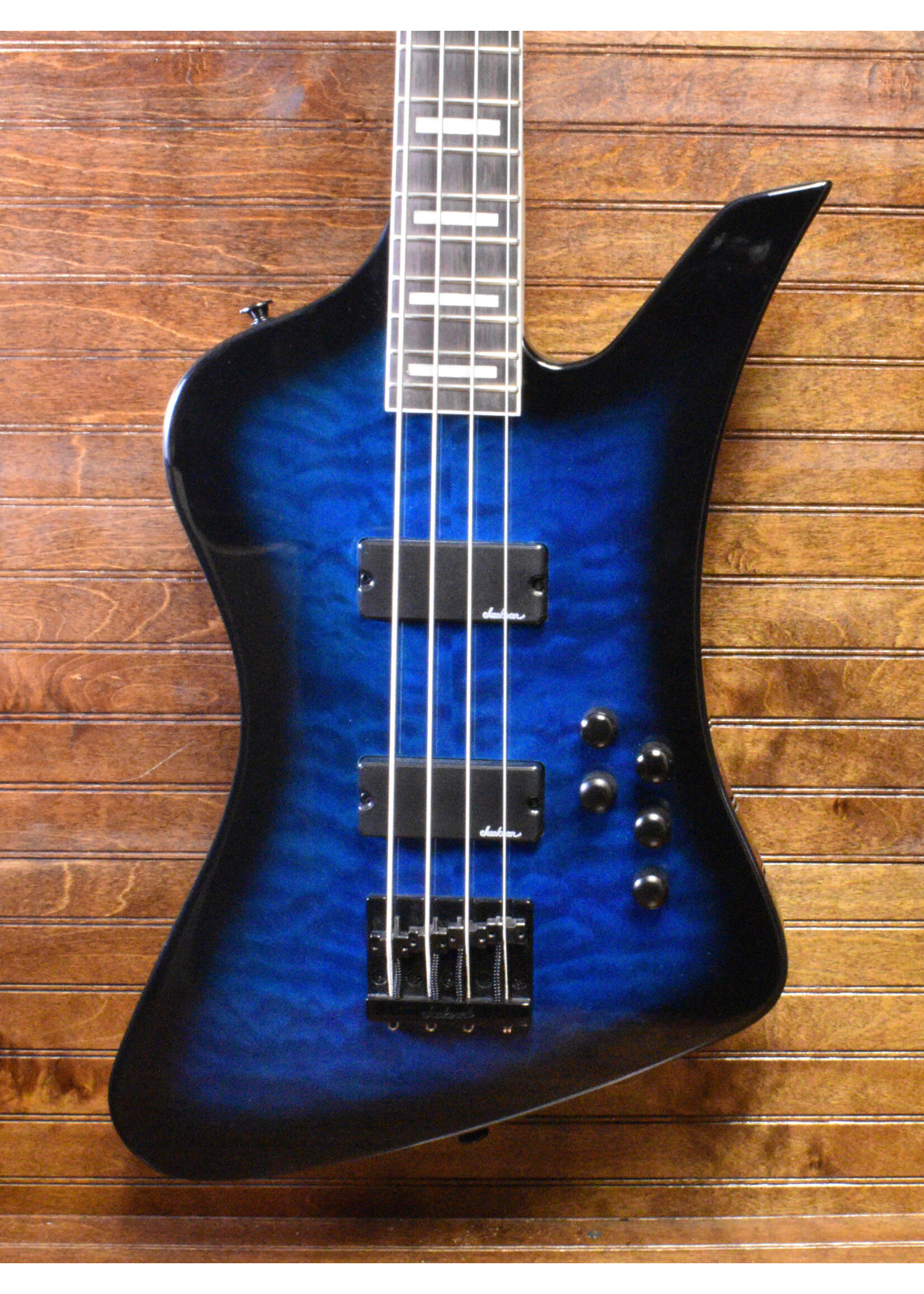 Jackson Jackson Kelly Bird JS3Q Bass Guitar, Transparent Blue Burst