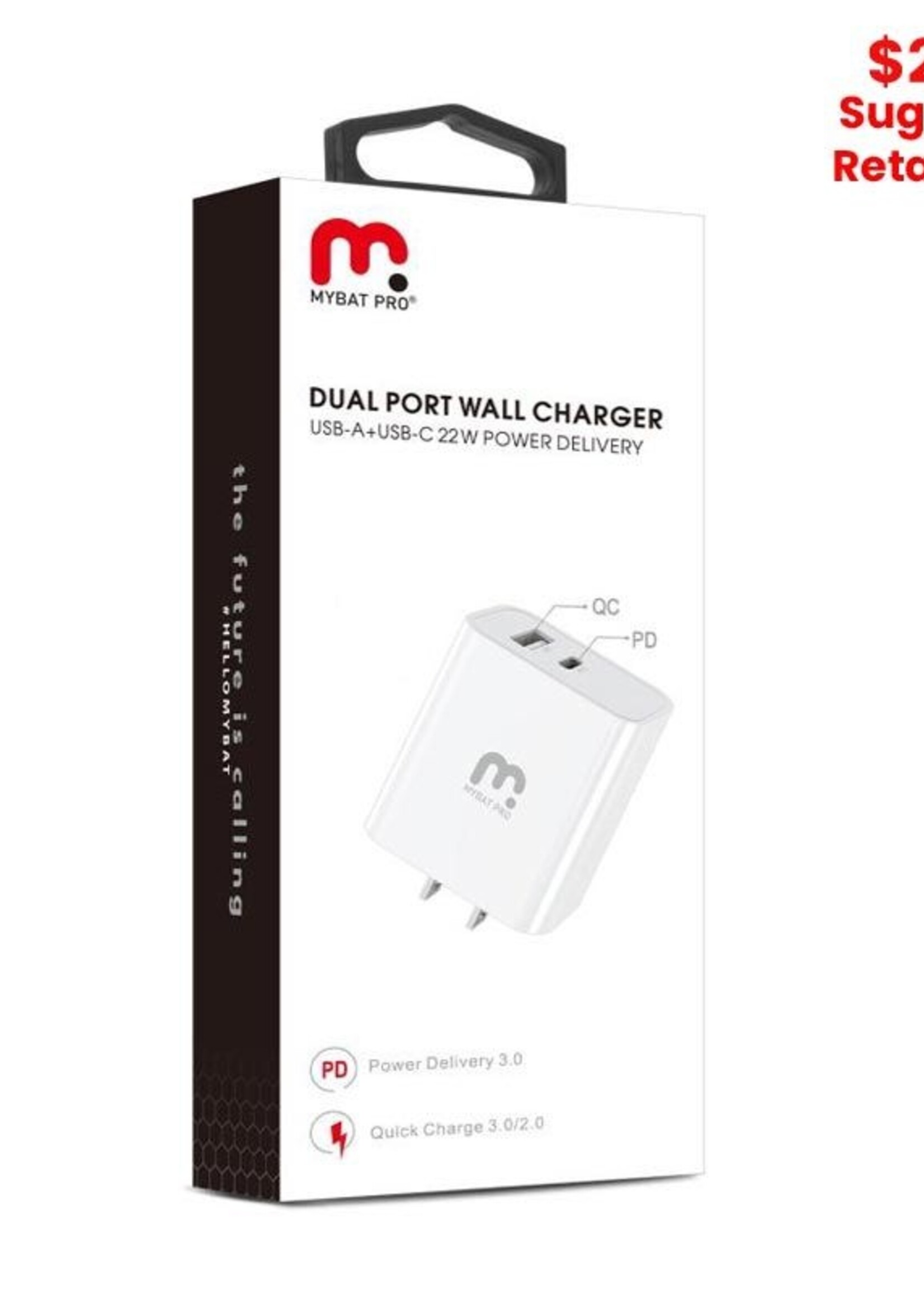 MyBat MyBat Pro - Dual USB / USB-C Adapter (22W) (White)