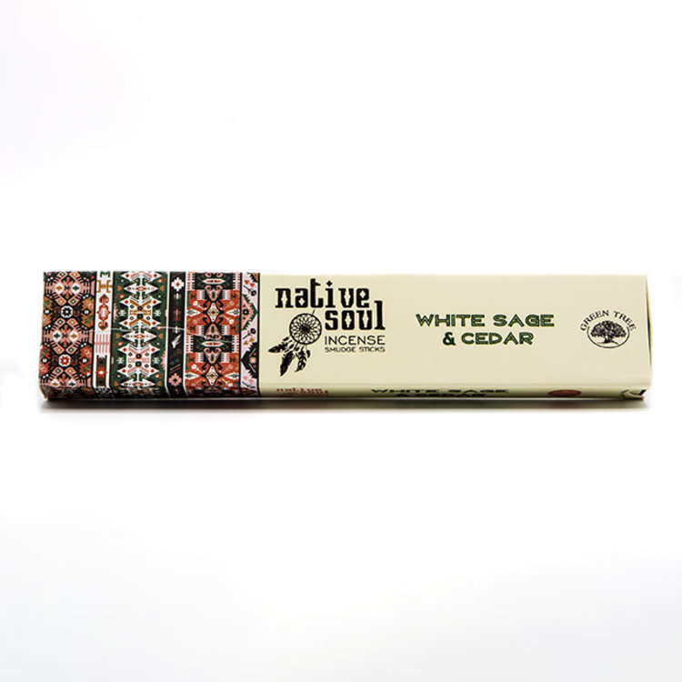 Green Tree Native Soul White Sage & Cedar Incense 15 Sticks