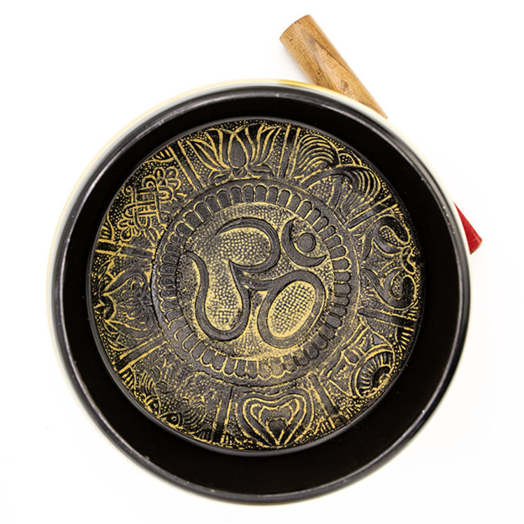 Aluminum Singing Bowl with Om Design 9 in.