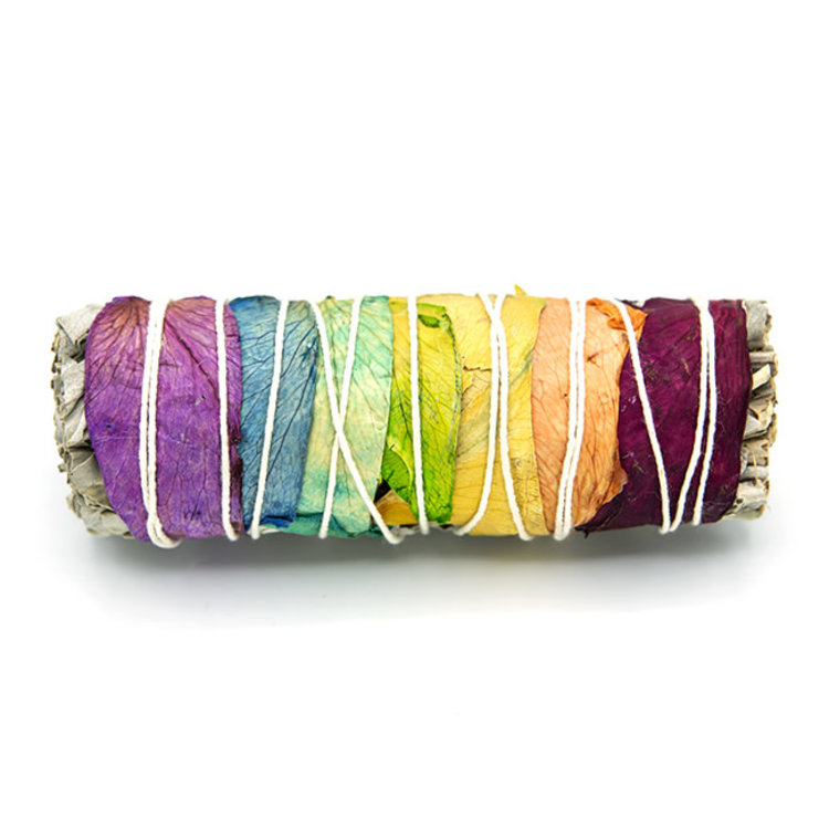 Sage Bundle with Chakra Rose Petals 4 in.