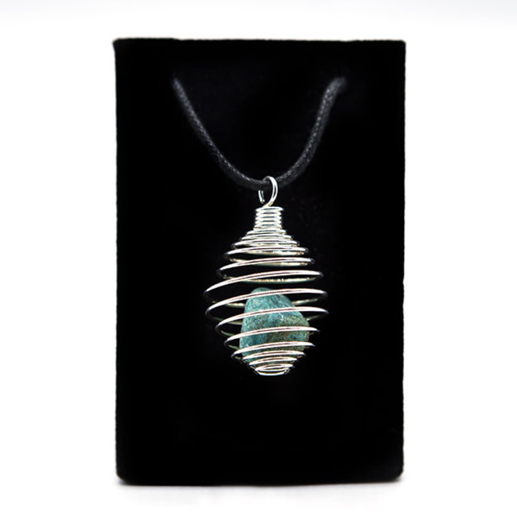 Spiral Silver Plated Cage Necklace 1 in.