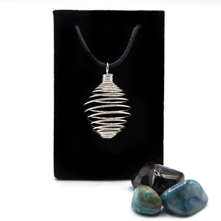 Spiral Silver Plated Cage Necklace 1 in.