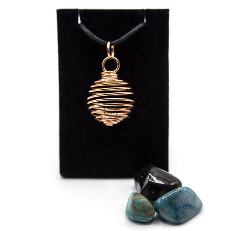 Spiral Copper Plated Cage Necklace 1 in.