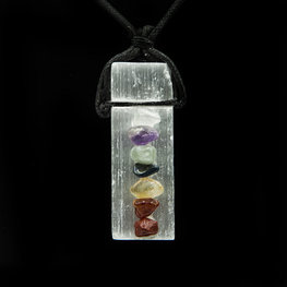 Chakra Selenite on Black Cord Necklace