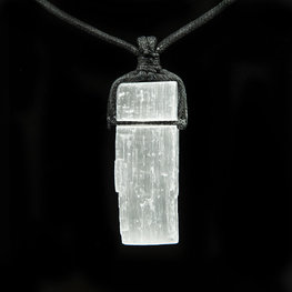 Selenite on Black Cord Necklace