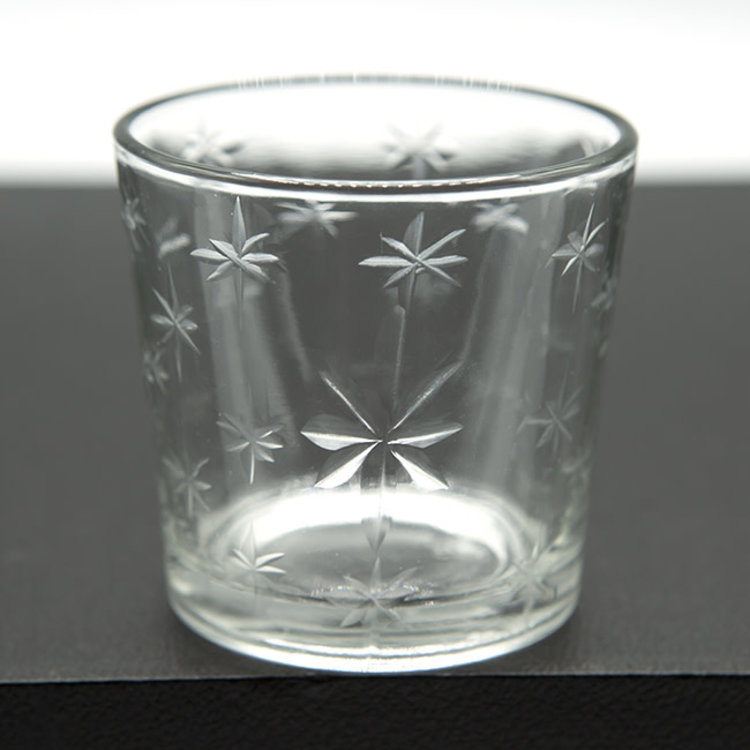 Clear Glass Star Etched Votive Holder
