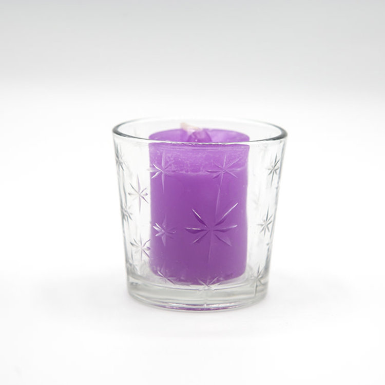 Clear Glass Star Etched Votive Holder