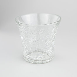 Clear Crackle Glass Votive Candle Holder