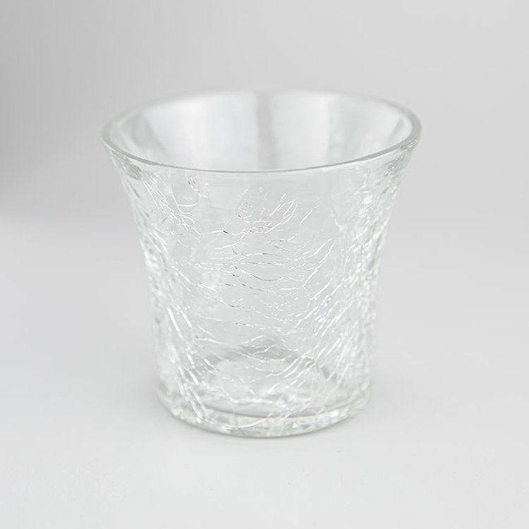 Clear Crackle Glass Votive Candle Holder