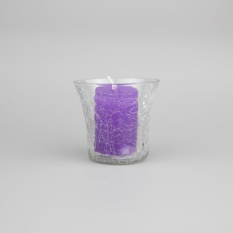 Clear Crackle Glass Votive Candle Holder