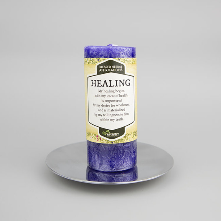 Candle Plate Recycled Aluminum Zen Round