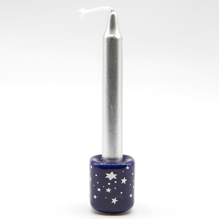 Chime Candle Holder Blue with Silver Stars