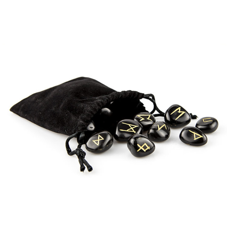 Rune Set Black Agate